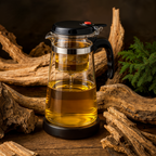 Théière en Verre avec Bouton et Filtre Intégré