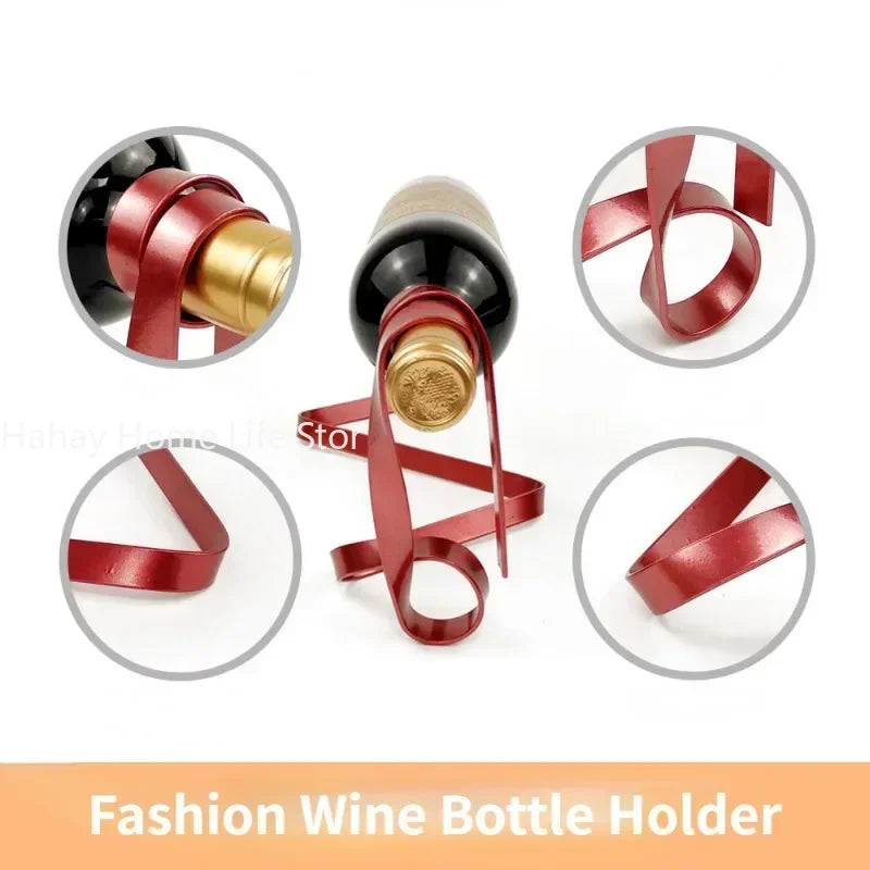 Support à Bouteille de Vin en Ruban Métallique
