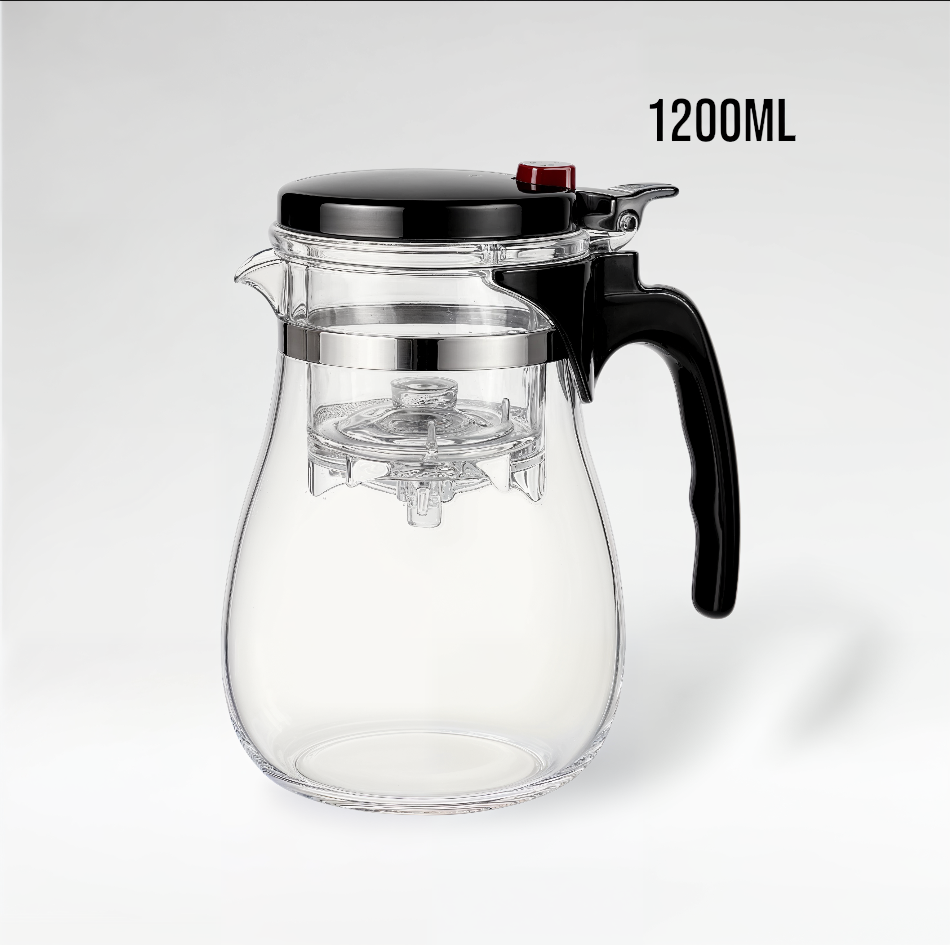 Théière en Verre avec Bouton et Filtre Intégré