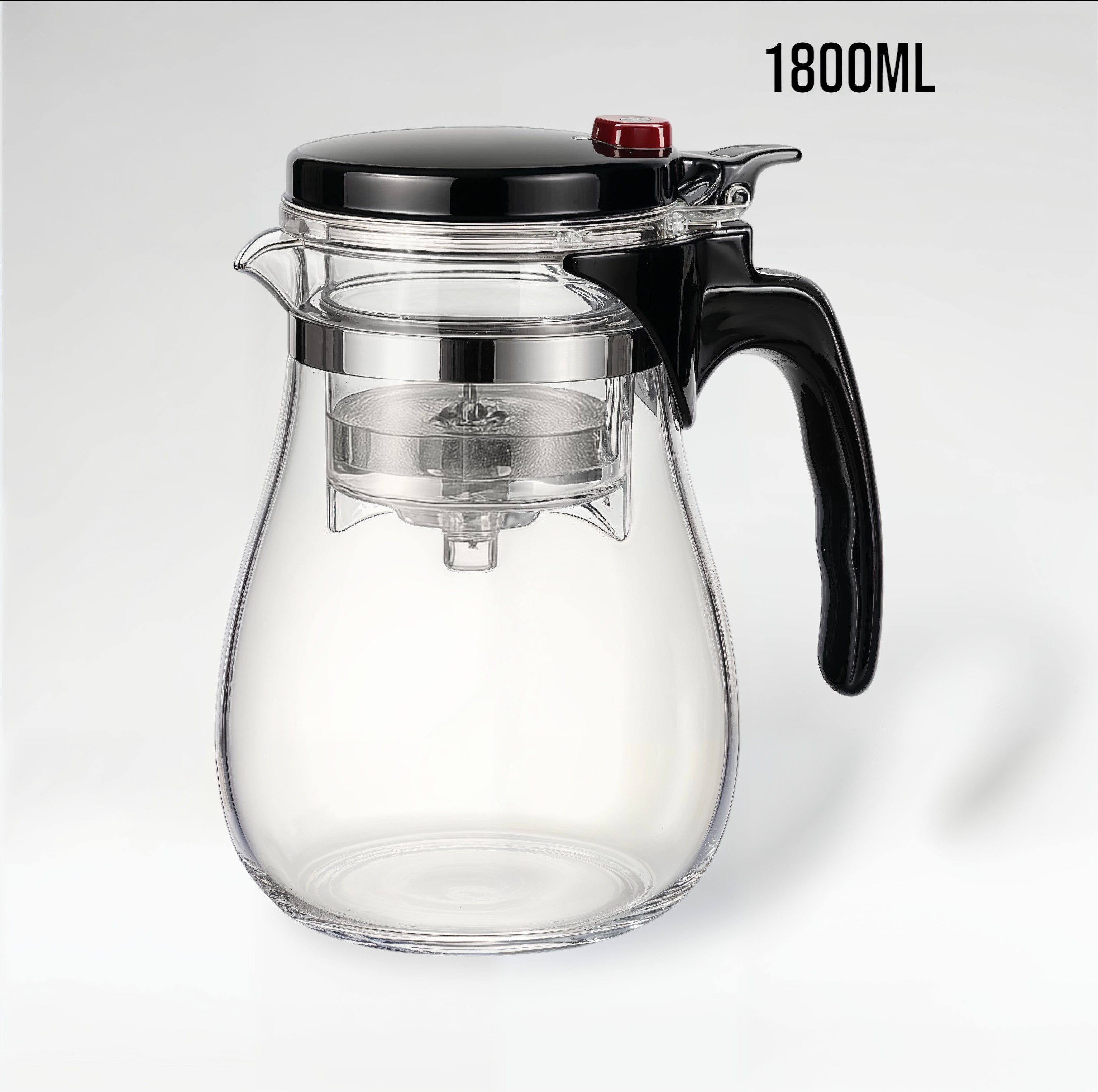 Théière en Verre avec Bouton et Filtre Intégré